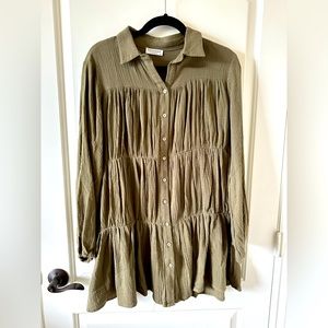Olive green shop neighbor blouse/mini dress